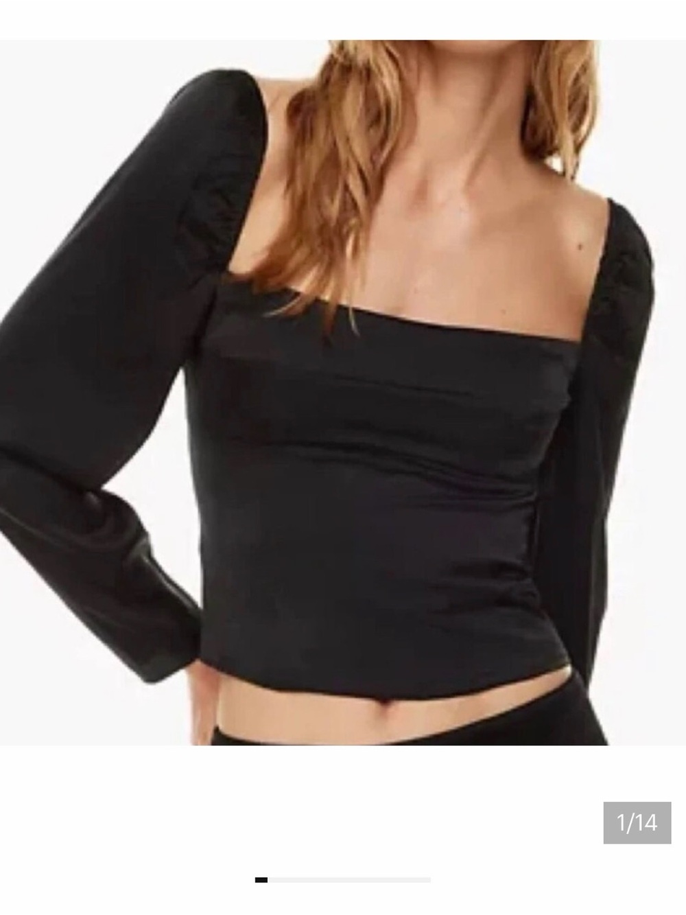 Wilfred | Aritzia Long Sleeve "Fate" Bustier Satin Blouse in Black